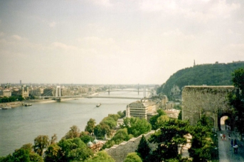Looking down on the Danube from Buda Castle in Budapest